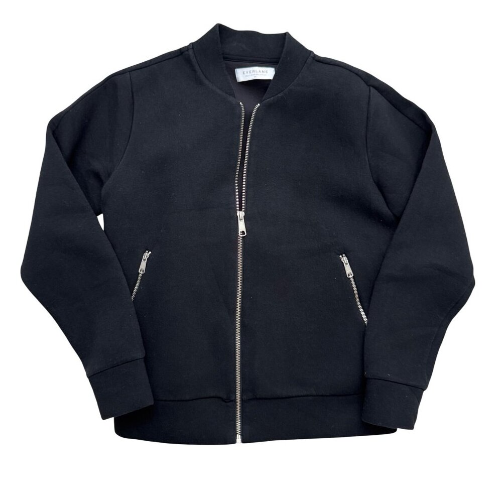 Everlane Scuba Neoprene Bomber Jacket black preppy‎ minimalist sz XS